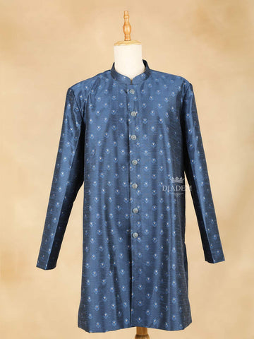 Blue Embroidery Indo-Western Sherwani Suit, with Pant - Diadem