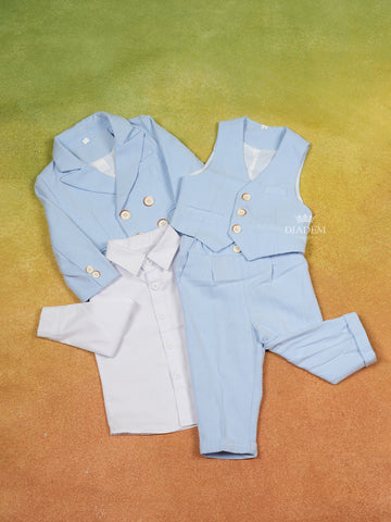 Sky Blue Cotton Coat Suit