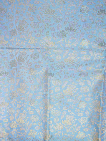 Sky Blue Kanchipuram Silk Saree Floral Designs