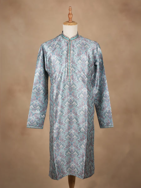 Floral Designed Sky Blue Kurta Set with Pant