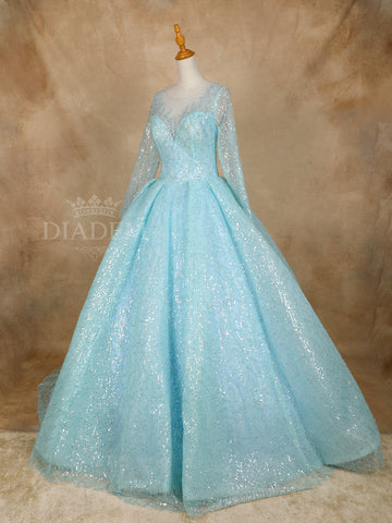 Sky Blue Net Ball Gown