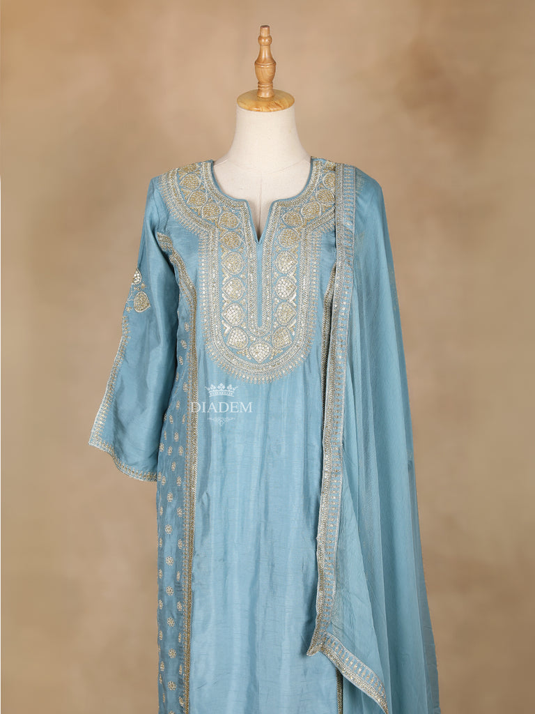 Sky Blue Salwars Suit 3/4