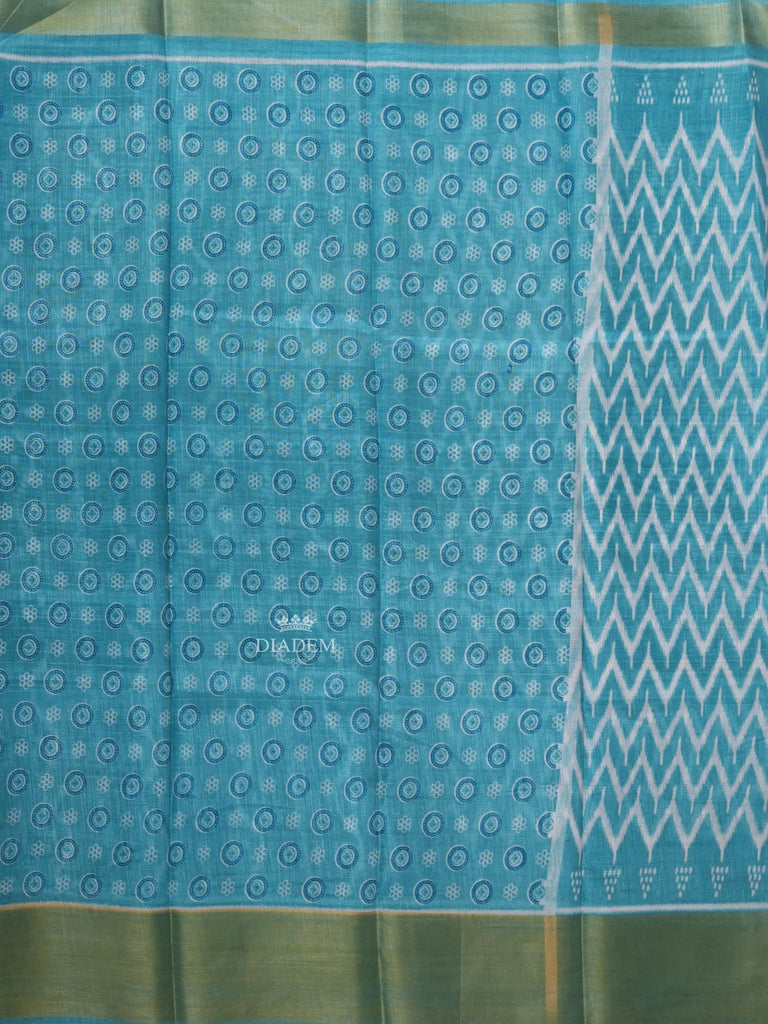 Sky Blue Saree Border