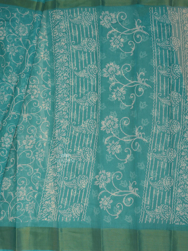 Matching Border Sky Blue Saree