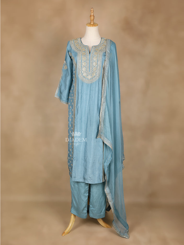 Sky Blue Straight Cut Salwars