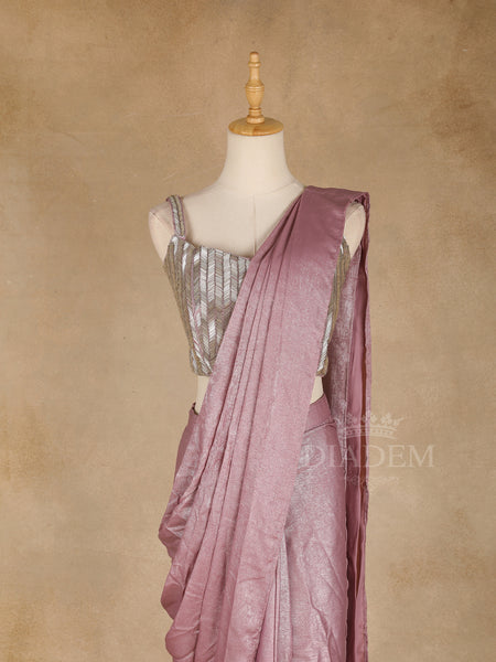 Lavender Ready to wear Saree with Solid Body, Paired with Designer blouse - Diadem