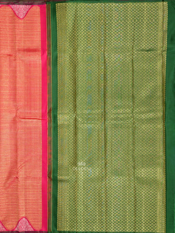 Stripes Pattern Dark Pink Pure Kanchipuram Silk