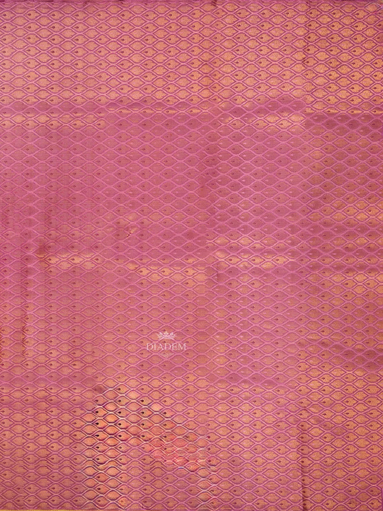 Twill Pattern Onion Pink Pure Kanchipuram Silk