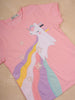 Light Pink Cotton Half Sleeve T-Shirt with Unicorn Designs for Girls - Diadem