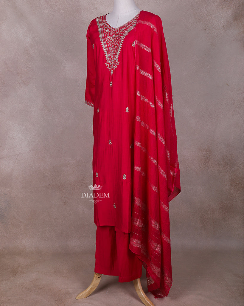 V-Neck Straight Cut Salwar Suit