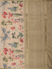 warm Beige Floral Printed Design Tussar Saree with Small Zari Border