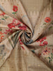 warm Beige Floral Printed Design Tussar Saree with Small Zari Border
