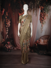 warm Beige Floral Printed Design Tussar Saree with Small Zari Border