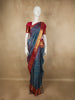 Teal Blue Checked Zari Woven Design Pure Kanchipuram Silk Saree with Contrast Zari Border