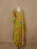 Lemon Green Floral Printed Cotton Salwar Suit With Dupatta