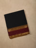 Classic Black Solid Woven Design Pure Cotton Unstitched Salwar Material with Zari Border