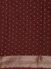 Maroon Floral Butta Woven Design Semi Banarasi Saree with Zari Border