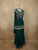 Deep Emerald Teal Green Floral Sequins and Beads Embroidered Design Organza Palazzo Suit with Dupatta