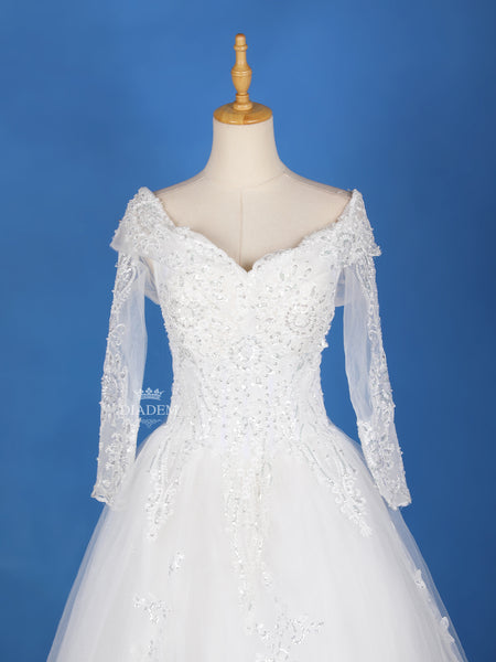 Floral Lace Stone Work Wedding Gown