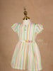 White Cotton Frock Adorned with Colorful Geometric Patterns for Girls - Diadem