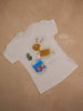 White Cotton Half Sleeve T-Shirt with Rabbit and Sequins Designs for Girls - Diadem