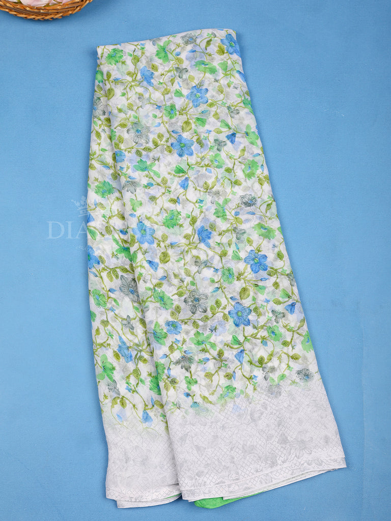 White Floral Printed Saree