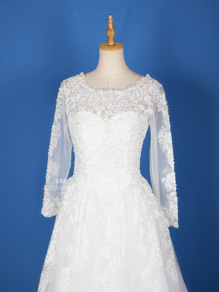 Floral Lace Stone Work Wedding Gown