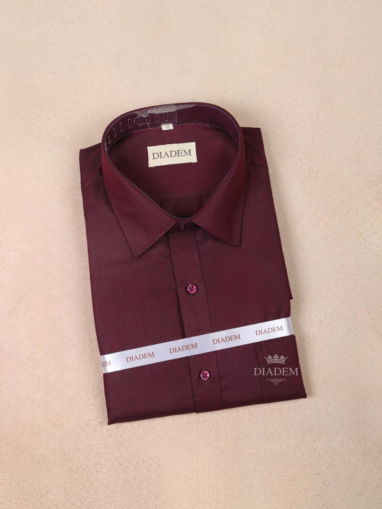 Wine Cotton Full Sleeve Plain Shirt 