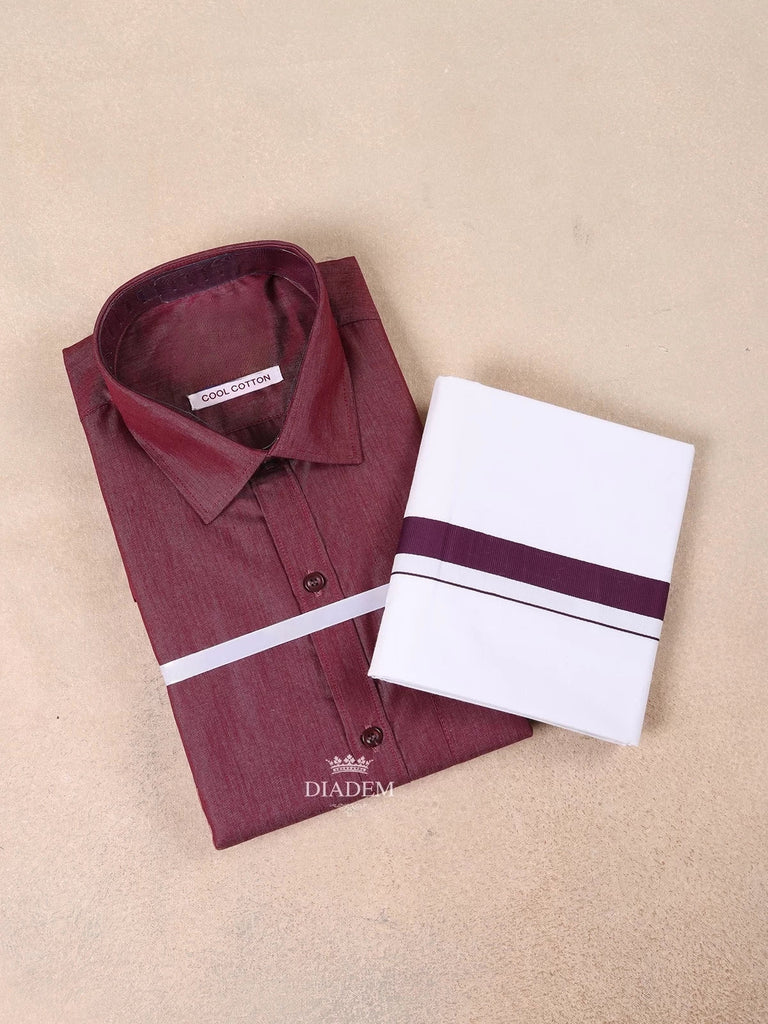 Wine Plain Cotton Full Sleeve Shirt 