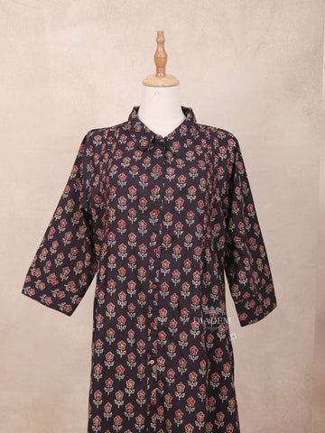 Wine Top Kurti Adorned with Floral