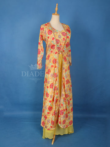 Yellow Floral Palazzo Suit