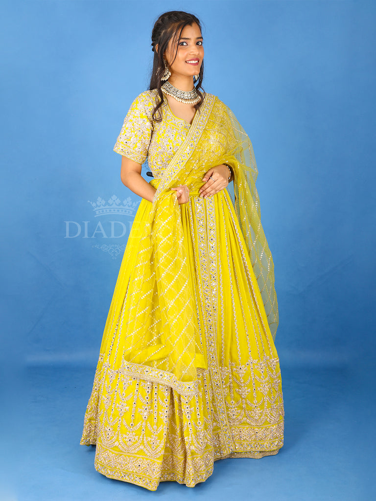 Yellow Gown with Half Sleeve