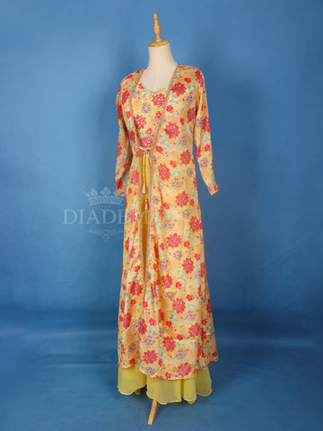 Yellow Palazzo Suit Betel Neck