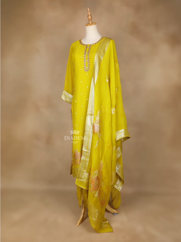 Yellow Salwar Suit 3/4 Sleeve