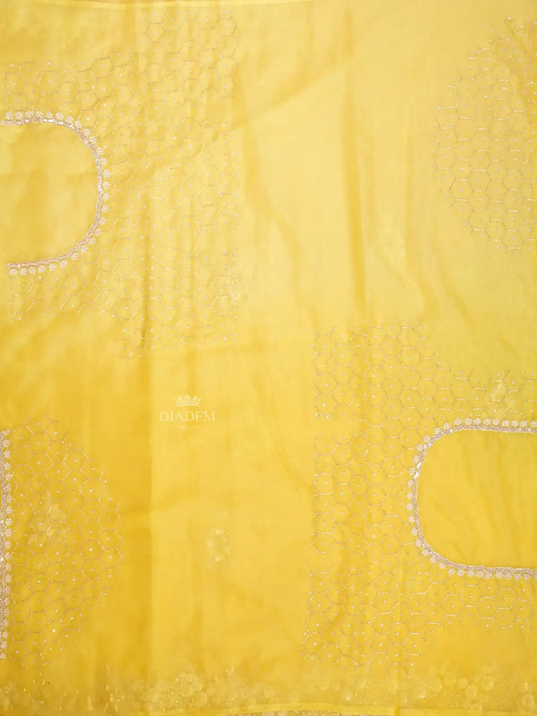 Yellow Saree Embroidery Border Organza