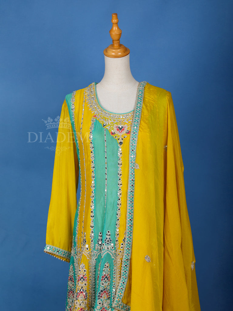 Yellow Sea Green Salwar Suit