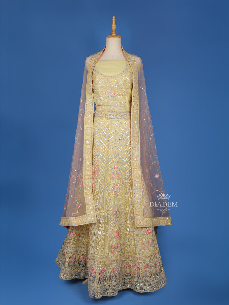 Yellow Semi Stitched Lehenga