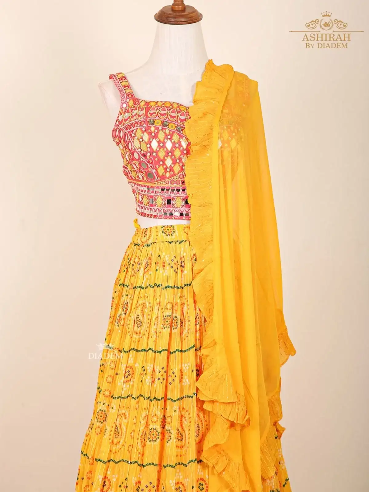 Sun Yellow Lehenga Adorned In Paisley Prints And Embroideries With Dupatta