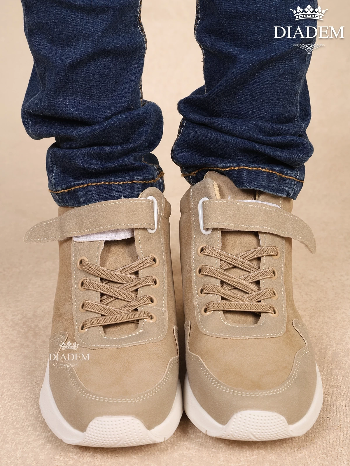 Brown Flat Velcro Sneakers for Boys